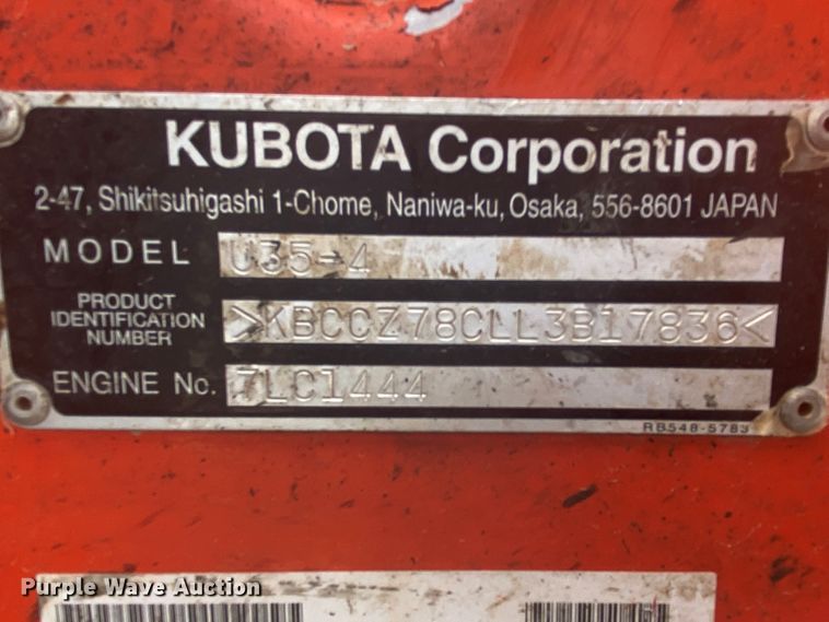 image for item DL6780 Kubota U35-4  mini excavator