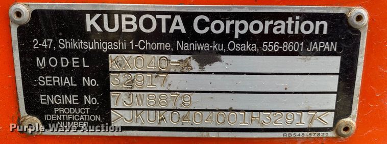 image for item DL6781 Kubota KX040-4  mini excavator