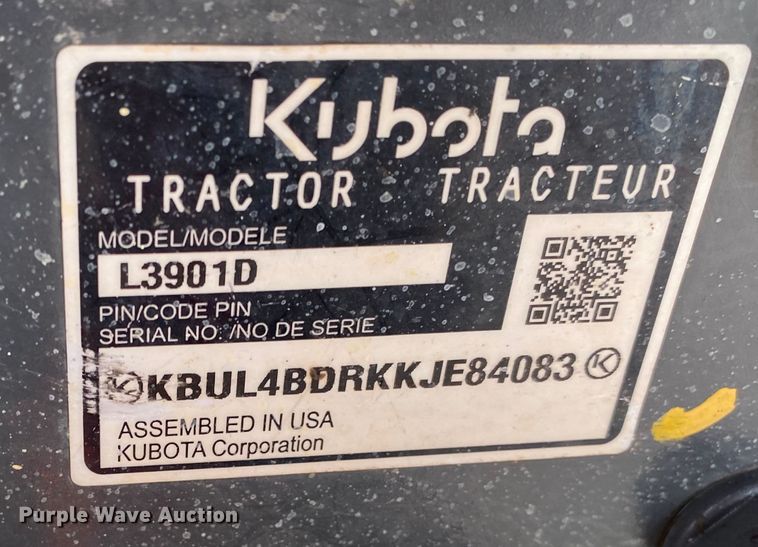 image for item DL6789 2020 Kubota L3901DT  MFWD tractor