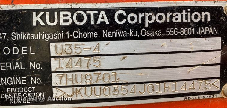 image for item DL6790 2018 Kubota U35-4  mini excavator