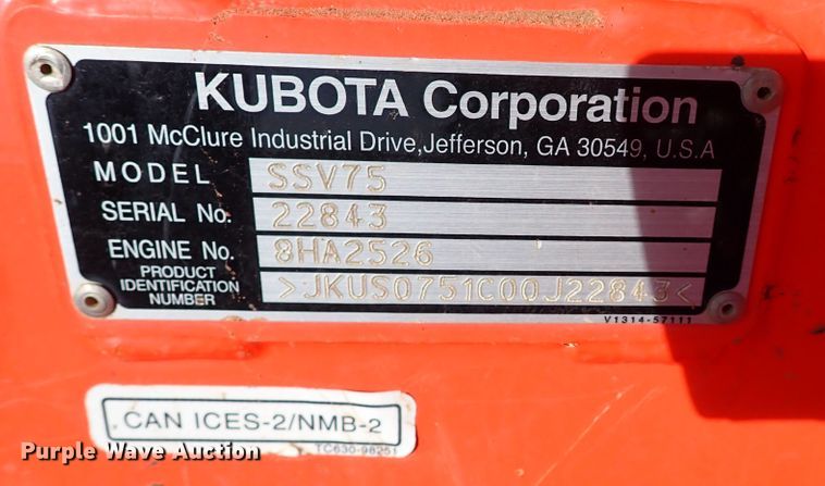 image for item IC9699 2017 Kubota SSV75  skid steer loader