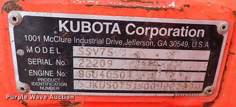 image for item IC9712 2017 Kubota SSV75  skid steer loader