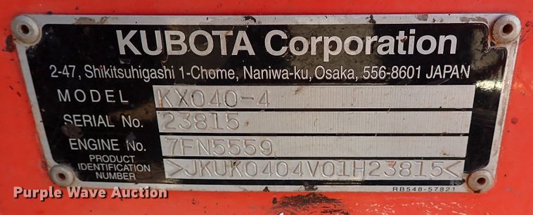 image for item IC9739 2015 Kubota KX040-4  mini excavator