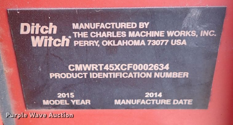image for item IC9742 2015 Ditch Witch RT45  trencher