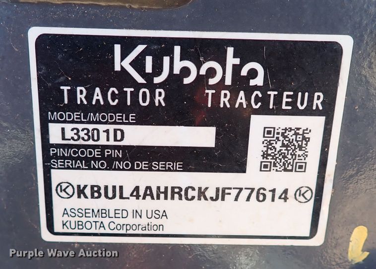 image for item IS9254 2019 Kubota L3301HST  MFWD tractor