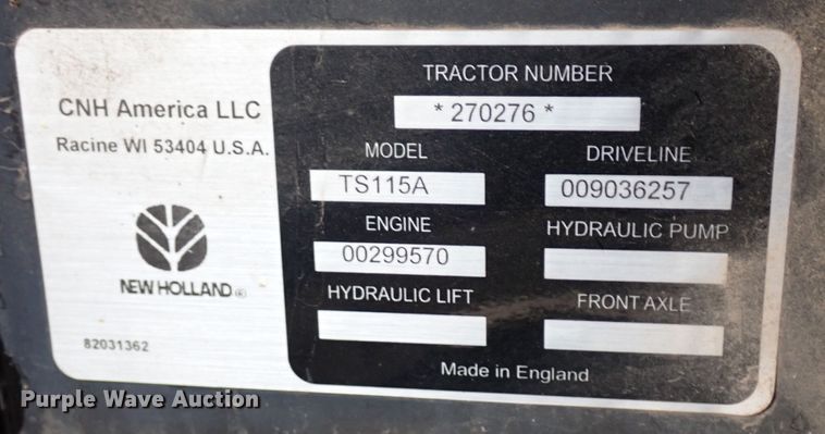 image for item IS9286 New Holland TS115A  MFWD tractor