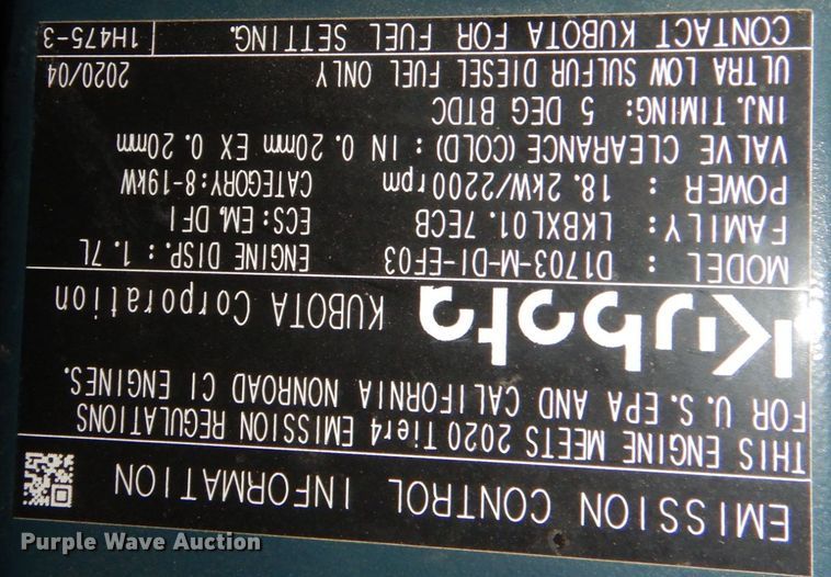 image for item JD9583 2020 Kubota U35-4  mini excavator