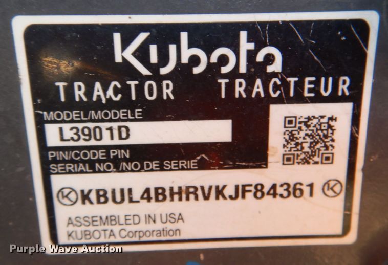 image for item JD9590 2020 Kubota L3901HST  MFWD tractor
