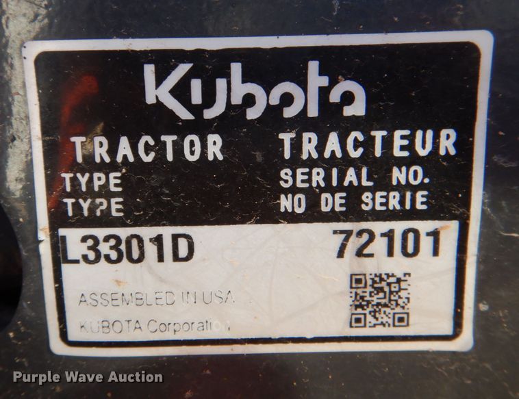 image for item JD9602 2019 Kubota L3301DT  MFWD tractor