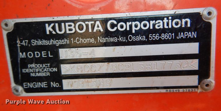 image for item JD9604 2020 Kubota U35-4  mini excavator