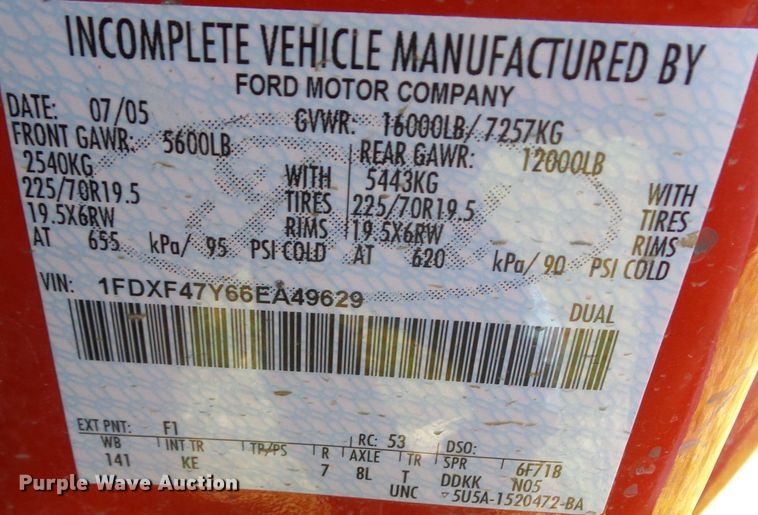 image for item DA7197 2006 Ford F450 Super Duty  brush fire truck