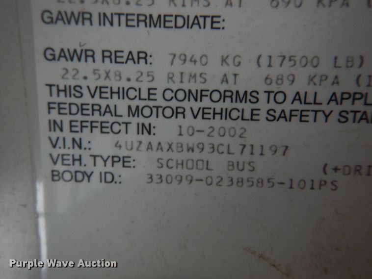 image for item DH8123 2003 Freightliner  Thomas Built school bus