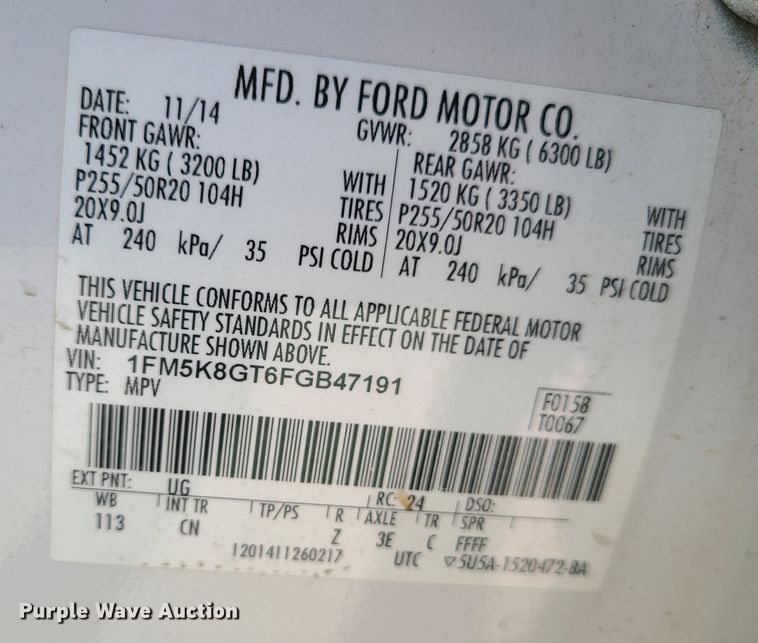 image for item DJ1568 2015 Ford Explorer  SUV