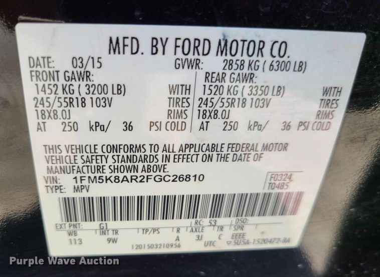 image for item DJ1611 2015 Ford Explorer Police Interceptor  SUV