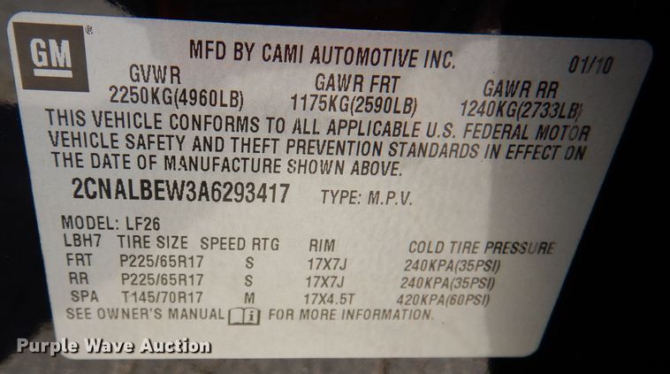 image for item DJ3757 2010 Chevrolet Equinox LS  SUV