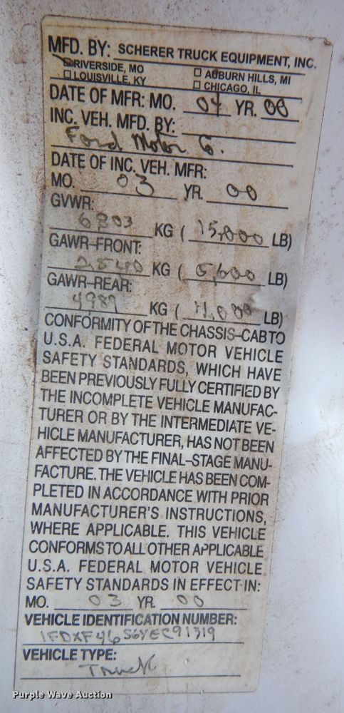 image for item DK3140 2000 Ford F450 Super Duty XL  flatbed truck