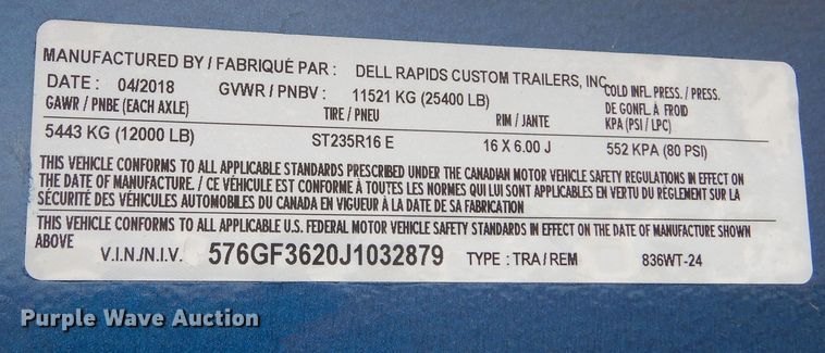 image for item DK3281 2018 DCT  equipment trailer