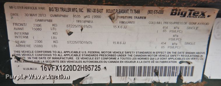 image for item DM8996 2013 Big Tex 100A-12  utility trailer with pressure washer