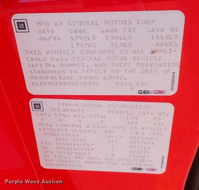 image for item DN2407 1994 Chevrolet Corvette