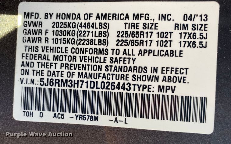 image for item DN6598 2013 Honda CR-V  SUV