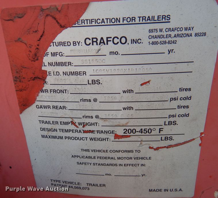 image for item DY9735 1999 Crafco SSI95DC  melter applicator