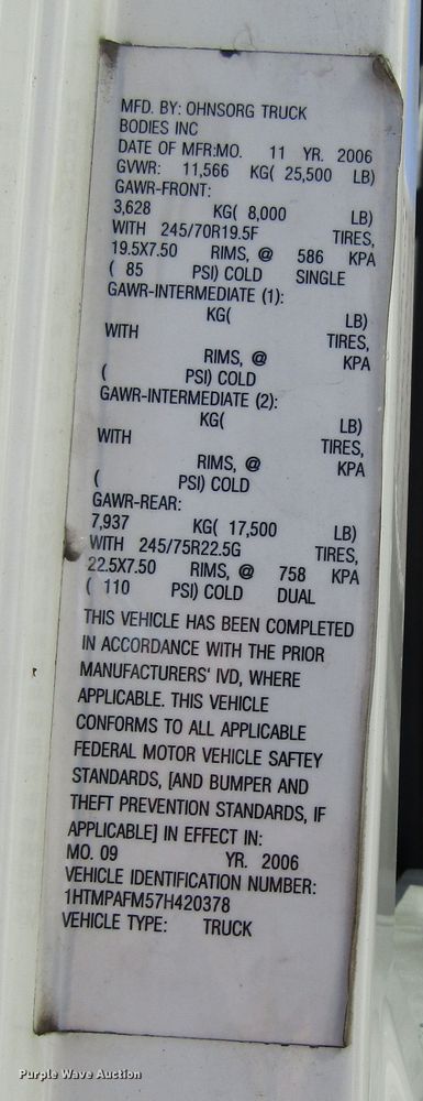 image for item EV9367 2007 International 4200  box truck