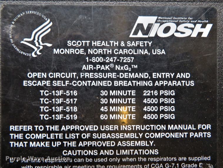 image for item FP9495 Scott Air-Pak NXG2 4.5  SCBA equipment