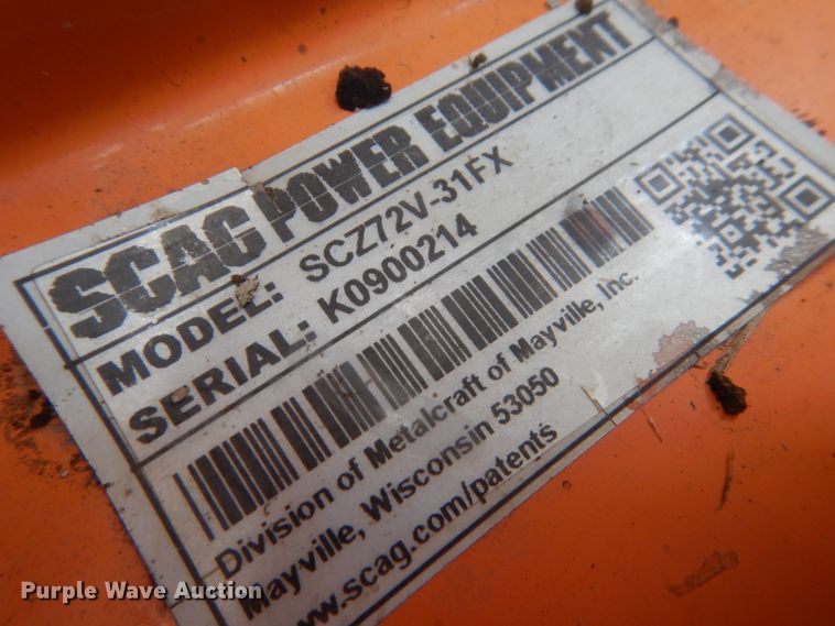 image for item FU9746 Scag SCZ72V-31FX  ZTR lawn mower