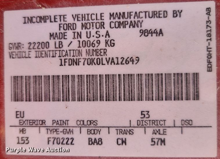image for item GB9059 1990 Ford F700  utility / service truck