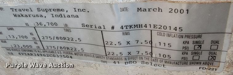 image for item HF9251 2002 Spartan K2  Travel Supreme RV