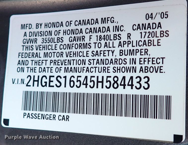 image for item IC9666 2005 Honda Civic