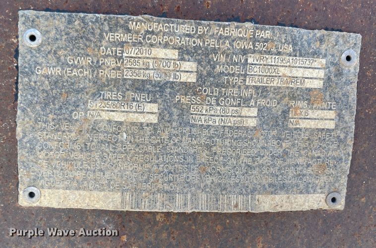 image for item ID9574 2010 Vermeer BC1000XL  wood chipper