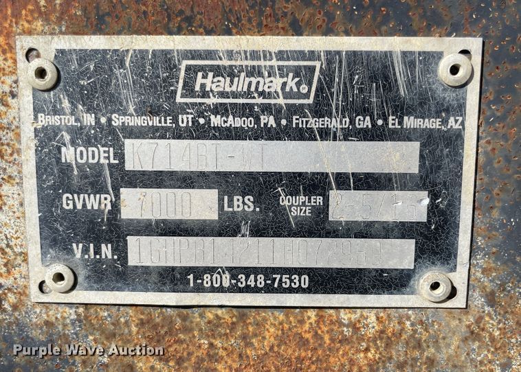 image for item ID9578 2001 Haulmark K714RT-WT  enclosed cargo trailer