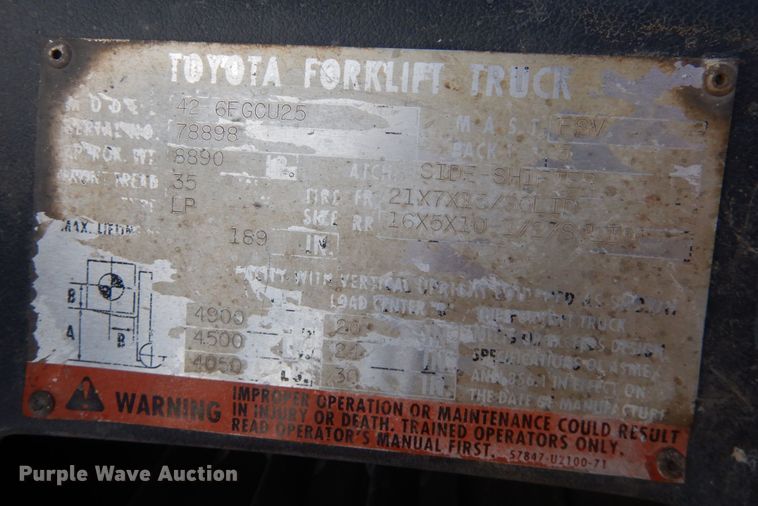 image for item IO9521 Toyota 42-6FGCU25  forklift