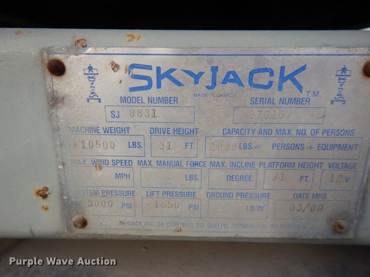 image for item IO9545 Skyjack SJ8831  scissor lift
