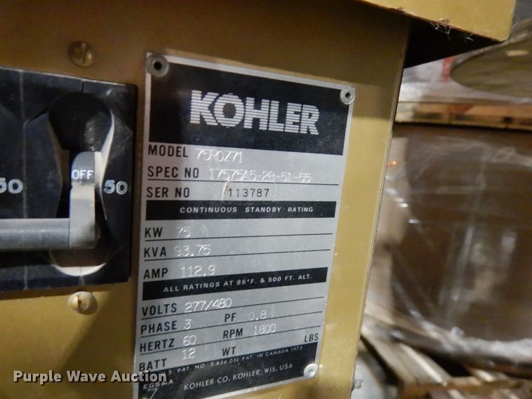 image for item IO9549 Kohler 75R0Z71  generator