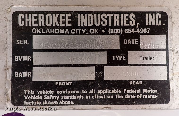 image for item IS9246 1995 Cherokee Industries  enclosed cargo trailer