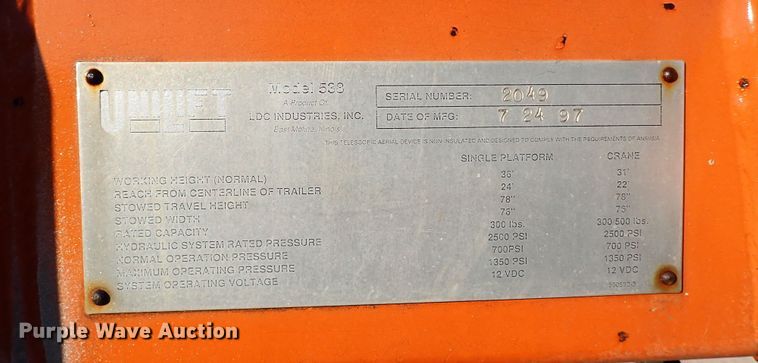 image for item IS9299 1997 Unilift 538  boom lift