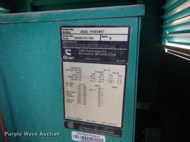 image for item IU9754 Onan DKAE-4485867  generator