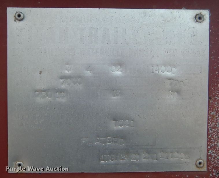 image for item IU9776 1992 Titan  equipment trailer