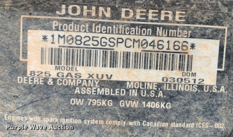 image for item IX9645 2012 John Deere XUV  utility vehicle