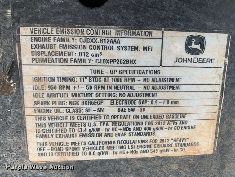 image for item IX9645 2012 John Deere XUV  utility vehicle