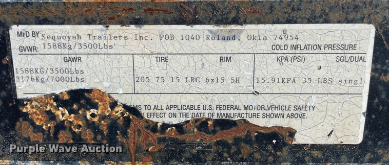 image for item IX9700 Sequoyah  utility trailer