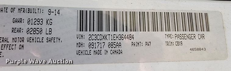 image for item JE9192 2014 Dodge Charger Police