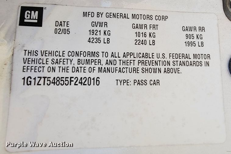 image for item JE9225 2005 Chevrolet Malibu