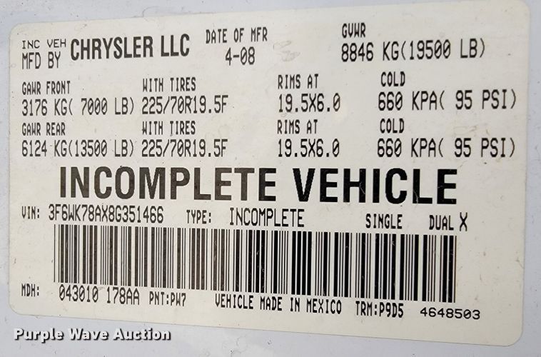 image for item JE9284 2008 Sterling 5500  Crew Cab utility / service truck