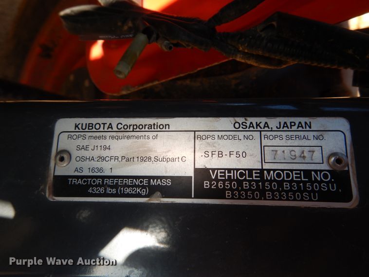 image for item JI9263 Kubota B2650  MFWD tractor