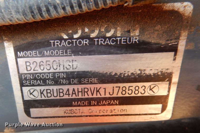 image for item JI9263 Kubota B2650  MFWD tractor