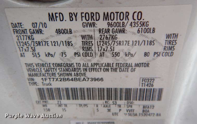 image for item JZ9783 2011 Ford F250 Super Duty  SuperCab pickup truck