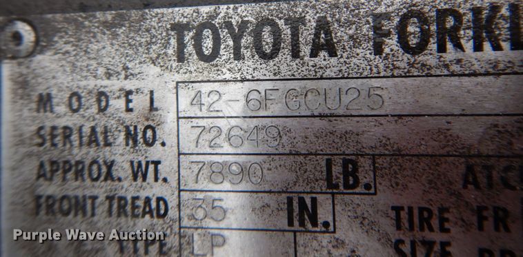 image for item JZ9784 Toyota 42-6FGCU25  forklift